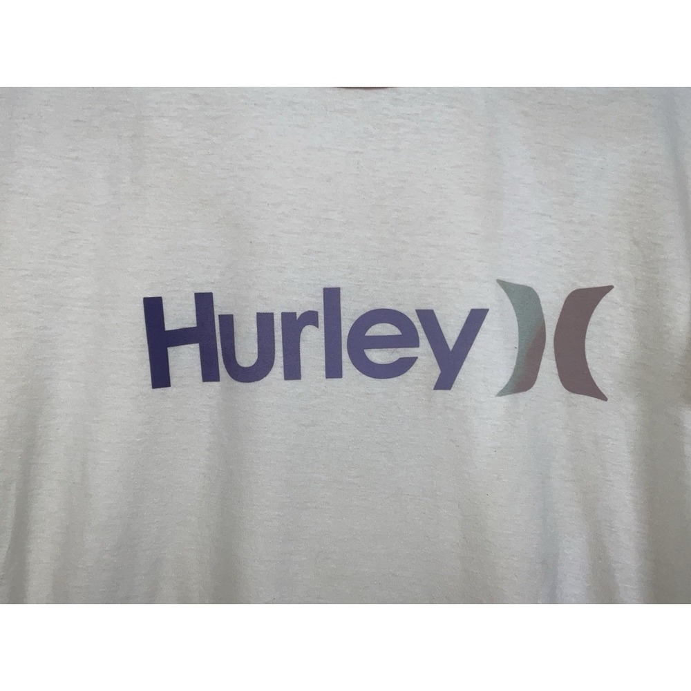 NWOT Men's Hurley Ringer Crew Neck Graphic T-Shirt Cream & Tan 100% Cotton Large - Picture 2 of 4